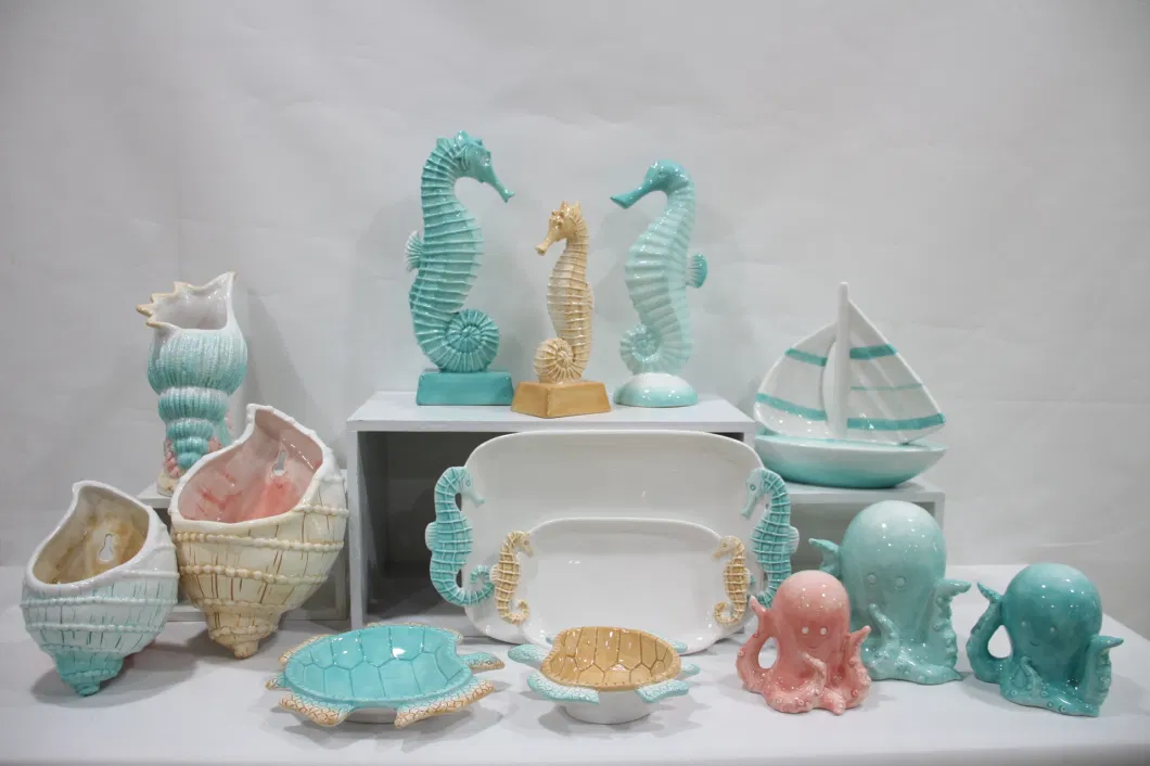 Ceramic Mermaid Coral Seahorse Table Top Indoor Ocean Home Decoration
