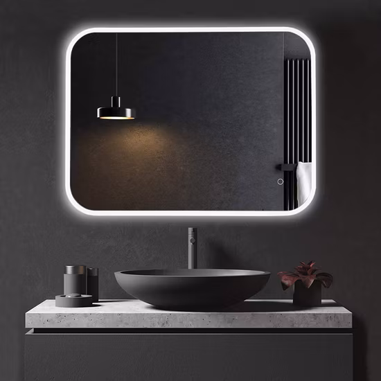 卸売家の装飾スマート ガラス化粧台家具 LED 浴室の壁発光ミラー